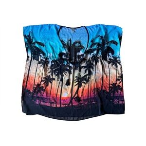 Rod Beattie Bleu Swim Coverup Pool Beach Lounge Tropical Palm Trees Miami